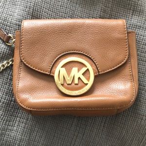 Small Michael Kors cross body camel leather purse